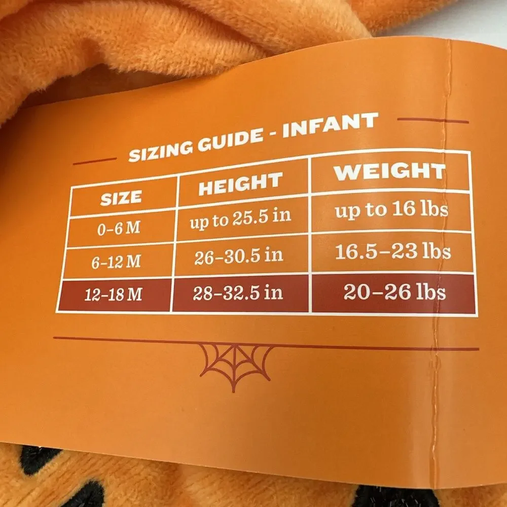 Hyde & Eek Soft Pullover Pumpkin‎ Halloween Costume Hood Infant Baby 12-18 Month